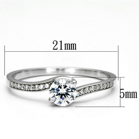 TS078 - Rhodium 925 Sterling Silver Ring with AAA Grade CZ in Clear-1