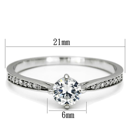 TS079 - Rhodium 925 Sterling Silver Ring with AAA Grade CZ in Clear-1