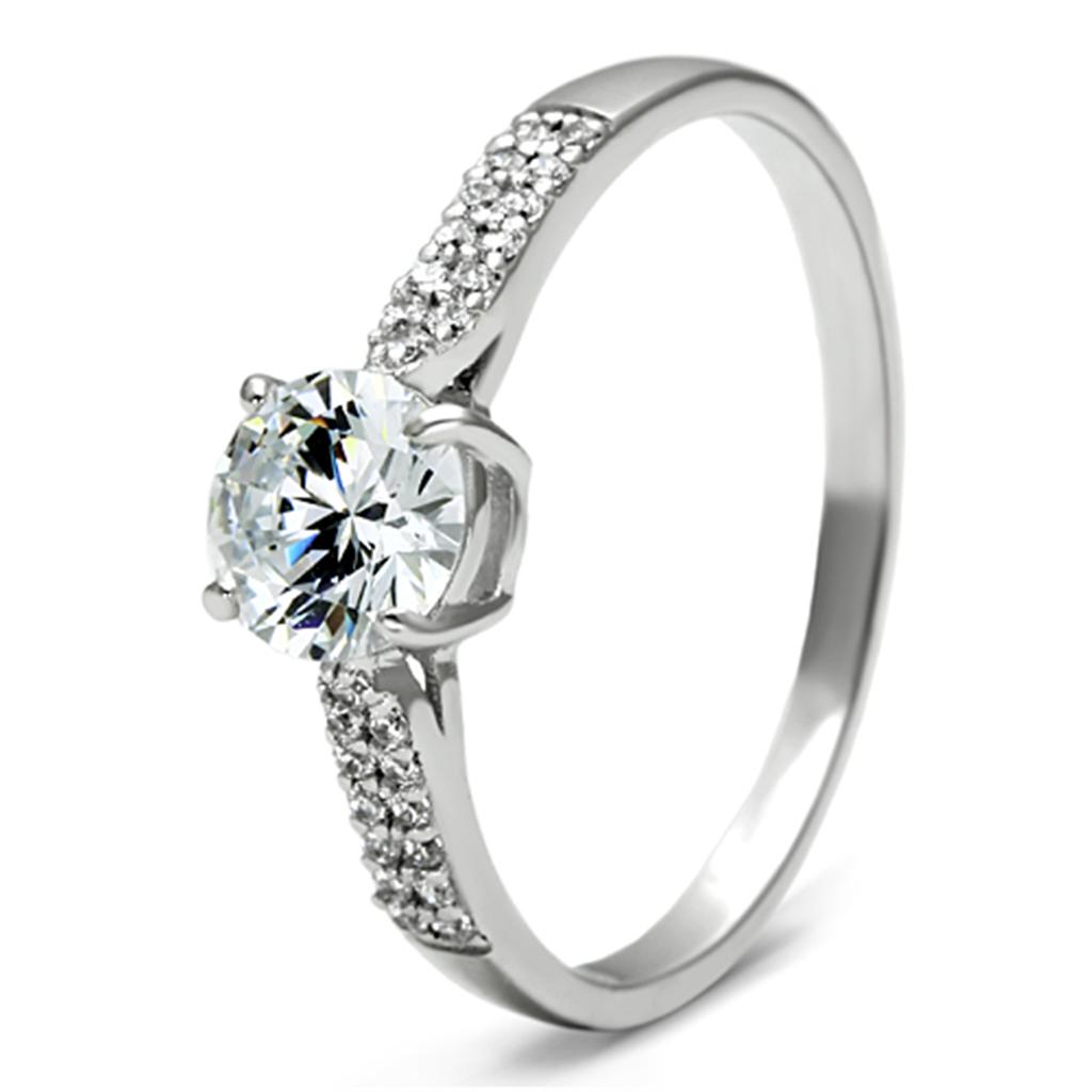 TS080 - Rhodium 925 Sterling Silver Ring with AAA Grade CZ in Clear-4