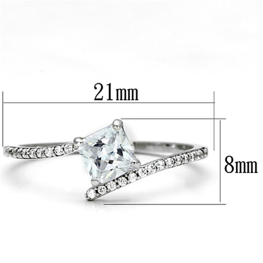 TS083 - Rhodium 925 Sterling Silver Ring with AAA Grade CZ in Clear-1