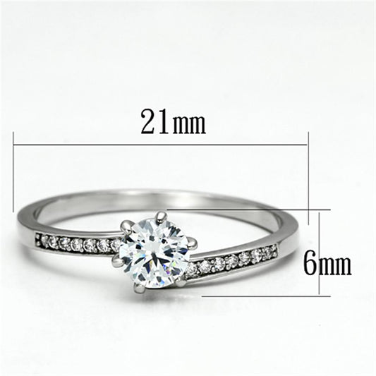 TS084 - Rhodium 925 Sterling Silver Ring with AAA Grade CZ in Clear-1