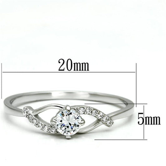 TS085 - Rhodium 925 Sterling Silver Ring with AAA Grade CZ in Clear-1