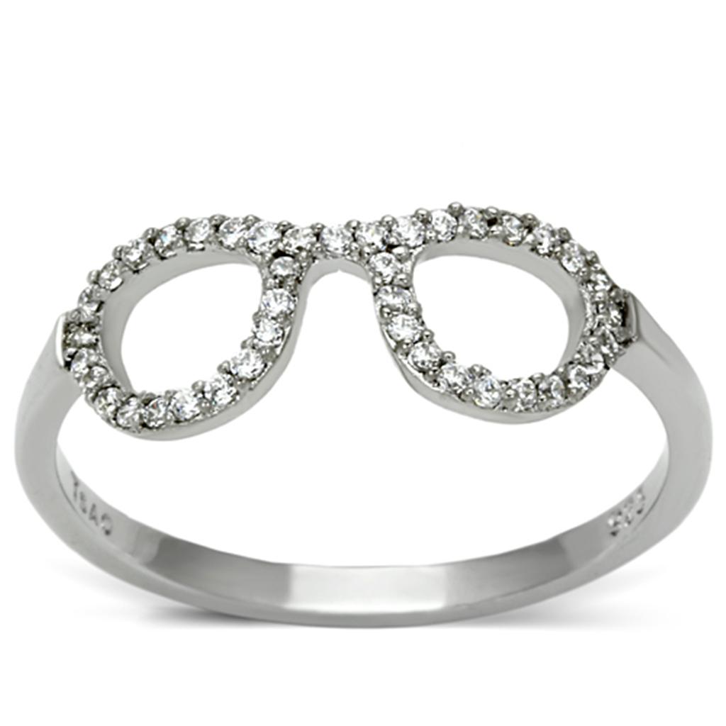 TS086 - Rhodium 925 Sterling Silver Ring with AAA Grade CZ in Clear-4