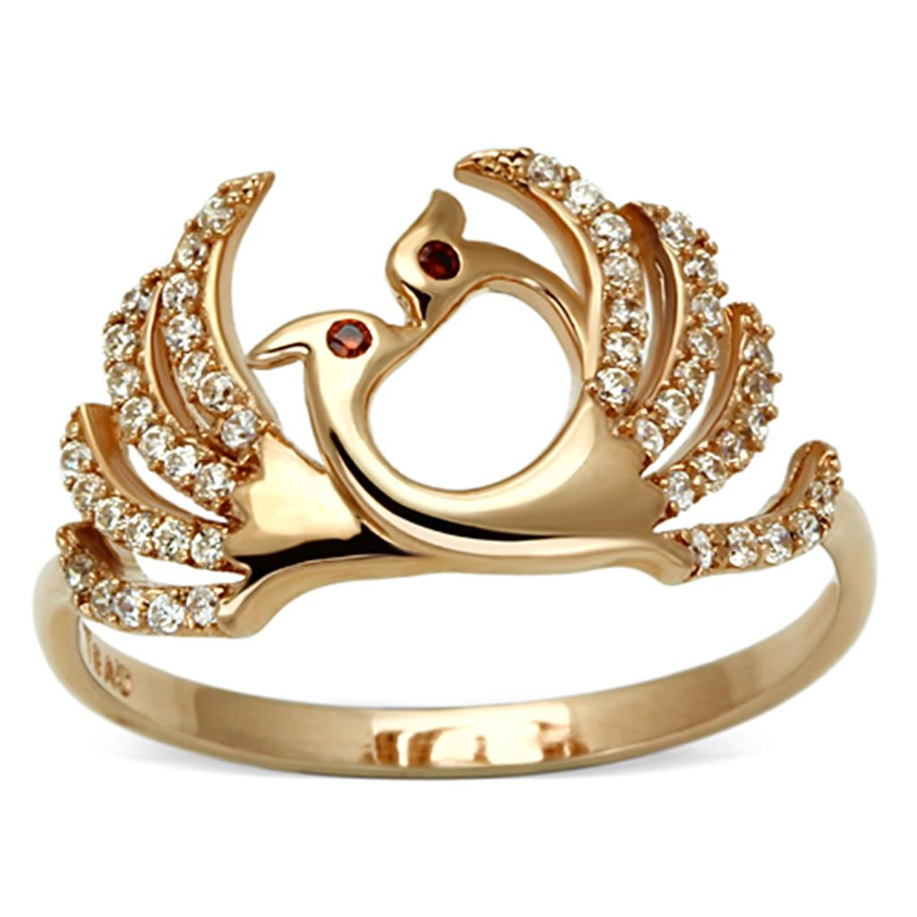 TS097 - Rose Gold 925 Sterling Silver Ring with AAA Grade CZ in Garnet-4