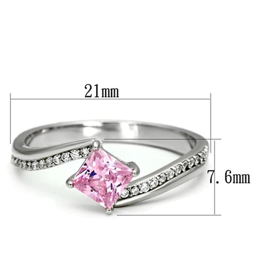 TS100 - Rhodium 925 Sterling Silver Ring with AAA Grade CZ in Rose-1