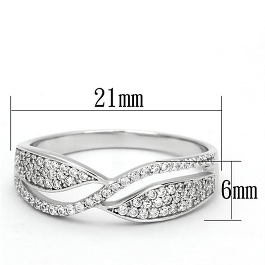 TS108 - Rhodium 925 Sterling Silver Ring with AAA Grade CZ in Clear-1