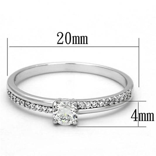 TS112 - Rhodium 925 Sterling Silver Ring with AAA Grade CZ in Clear-1