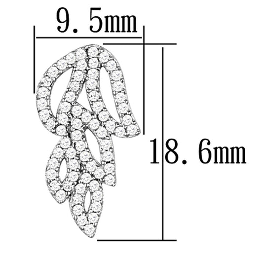 TS117 - Rhodium 925 Sterling Silver Earrings with AAA Grade CZ in Clear-1