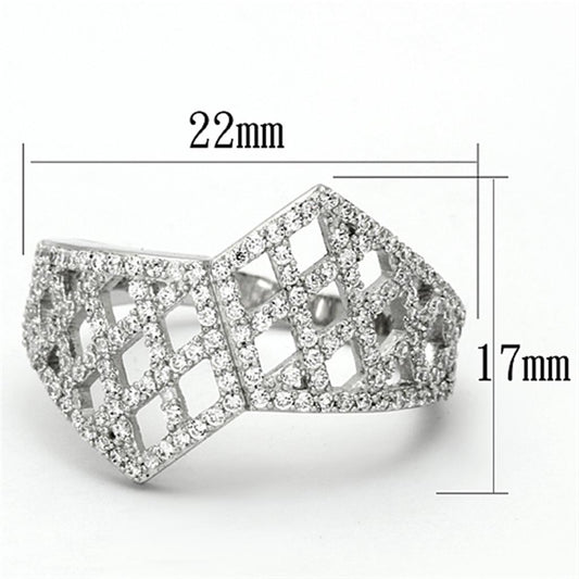 TS122 - Rhodium 925 Sterling Silver Ring with AAA Grade CZ in Clear-1