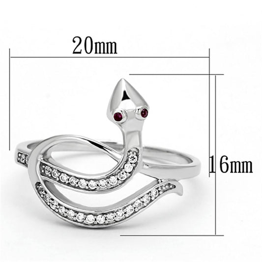 TS123 - Rhodium 925 Sterling Silver Ring with AAA Grade CZ in Ruby-1