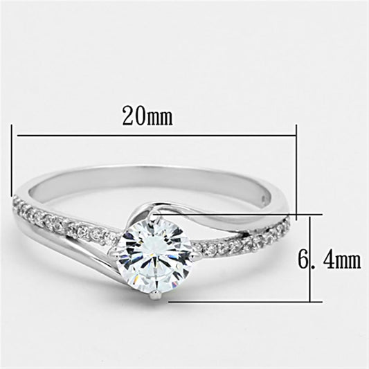 TS141 - Rhodium 925 Sterling Silver Ring with AAA Grade CZ in Clear-1