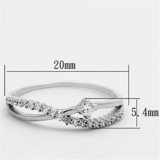 TS144 - Rhodium 925 Sterling Silver Ring with AAA Grade CZ in Clear-1