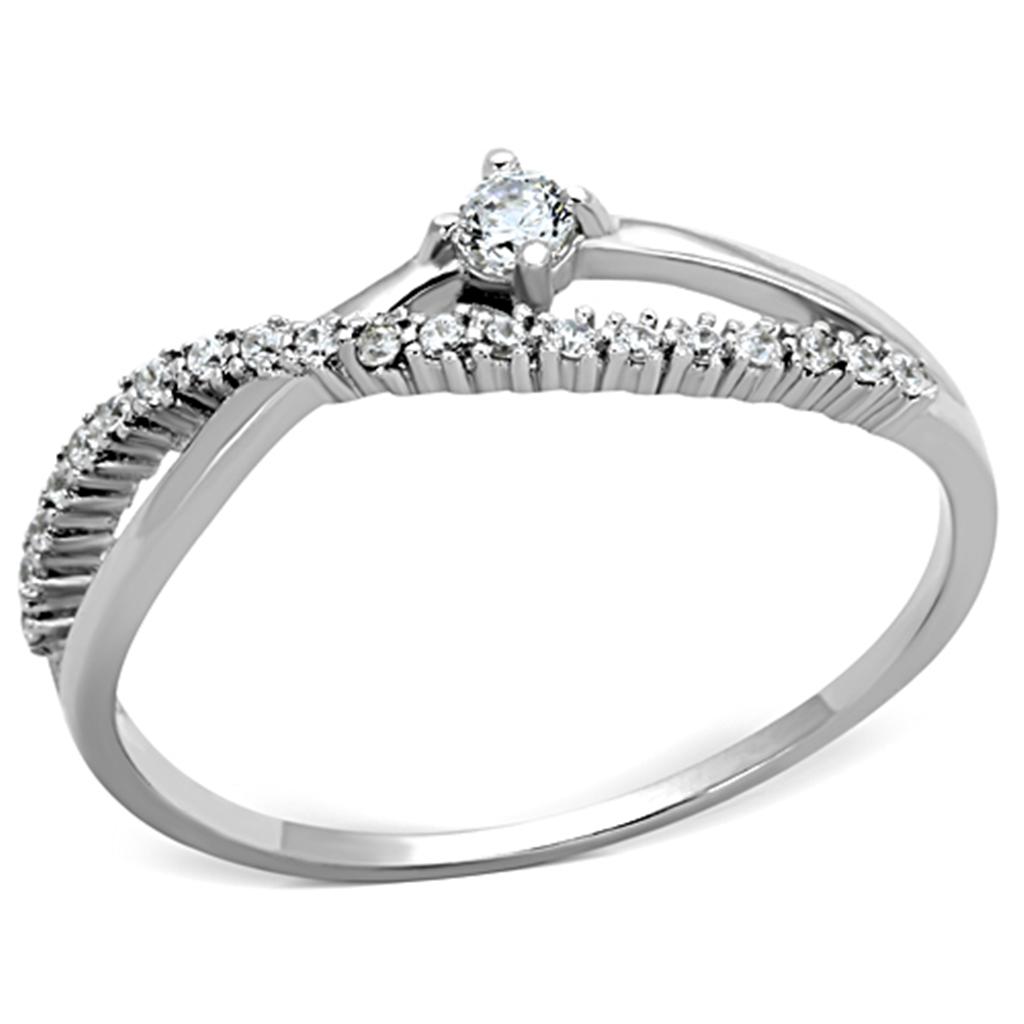 TS144 - Rhodium 925 Sterling Silver Ring with AAA Grade CZ in Clear-4
