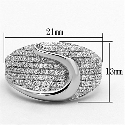 TS148 - Rhodium 925 Sterling Silver Ring with AAA Grade CZ in Clear-1