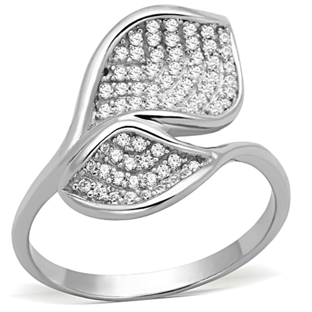 TS149 - Rhodium 925 Sterling Silver Ring with AAA Grade CZ in Clear-4