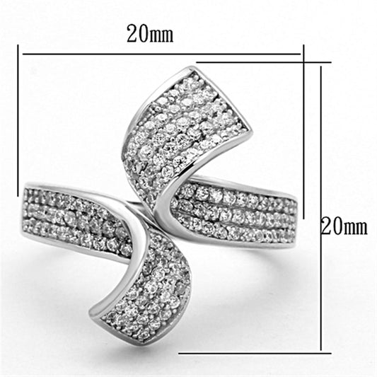 TS150 - Rhodium 925 Sterling Silver Ring with AAA Grade CZ in Clear-1