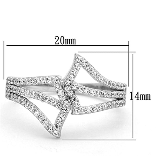 TS152 - Rhodium 925 Sterling Silver Ring with AAA Grade CZ in Clear-1