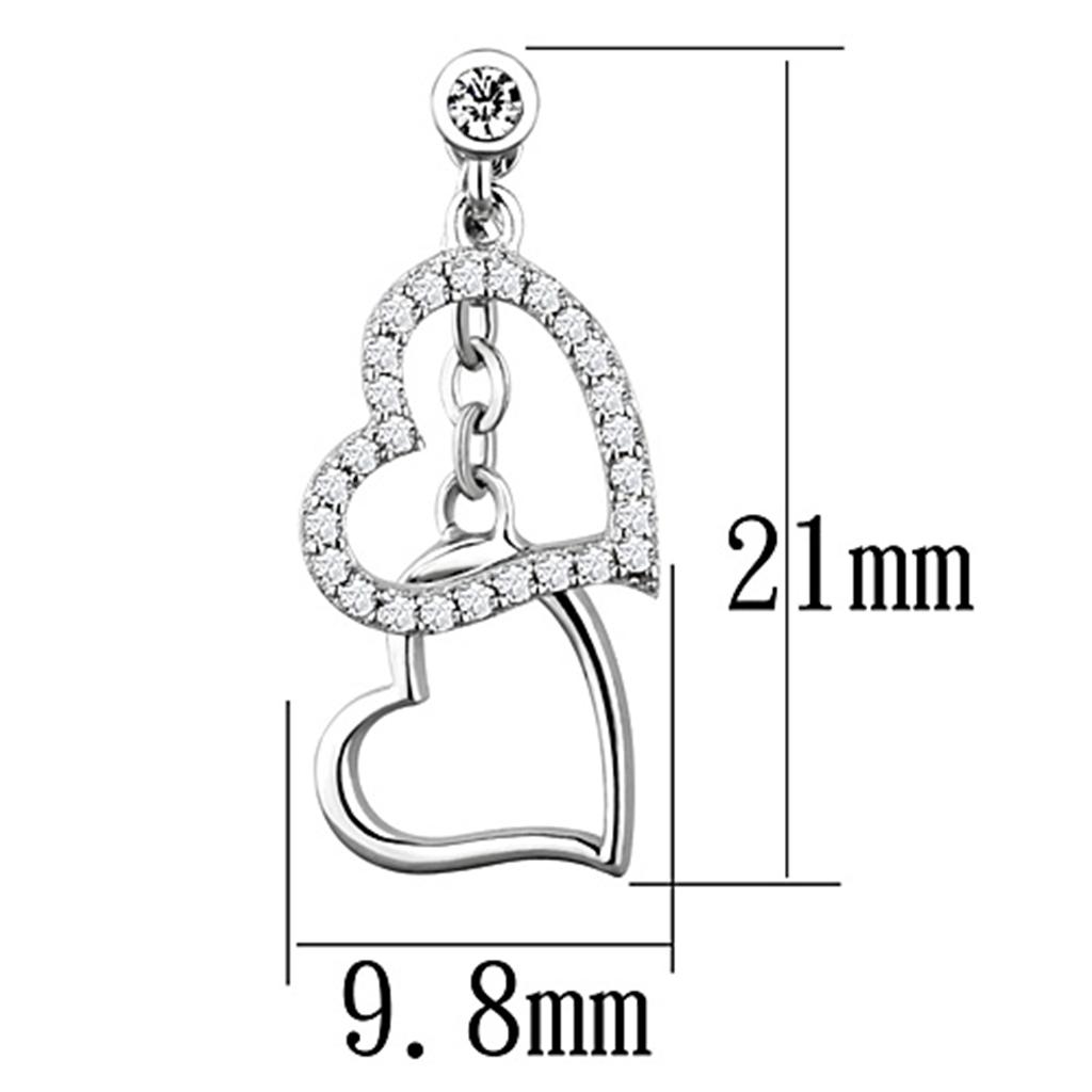 TS160 - Rhodium 925 Sterling Silver Earrings with AAA Grade CZ in Clear-1