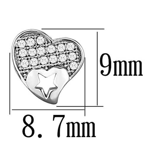 TS161 - Rhodium 925 Sterling Silver Earrings with AAA Grade CZ in Clear-1