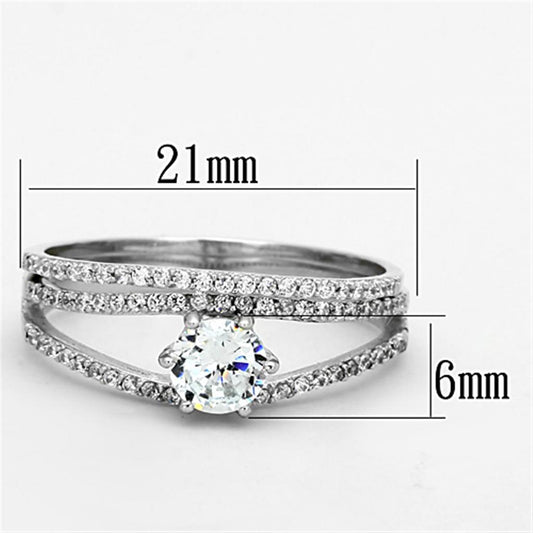 TS172 - Rhodium 925 Sterling Silver Ring with AAA Grade CZ in Clear-1