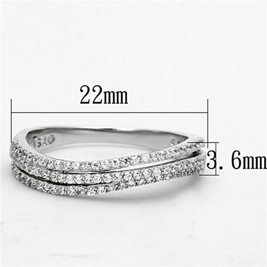 TS173 - Rhodium 925 Sterling Silver Ring with AAA Grade CZ in Clear-1