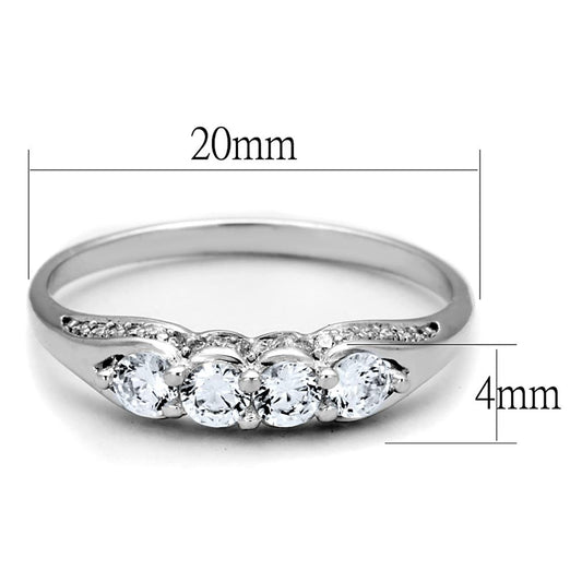 TS198 - Rhodium 925 Sterling Silver Ring with AAA Grade CZ in Clear-1