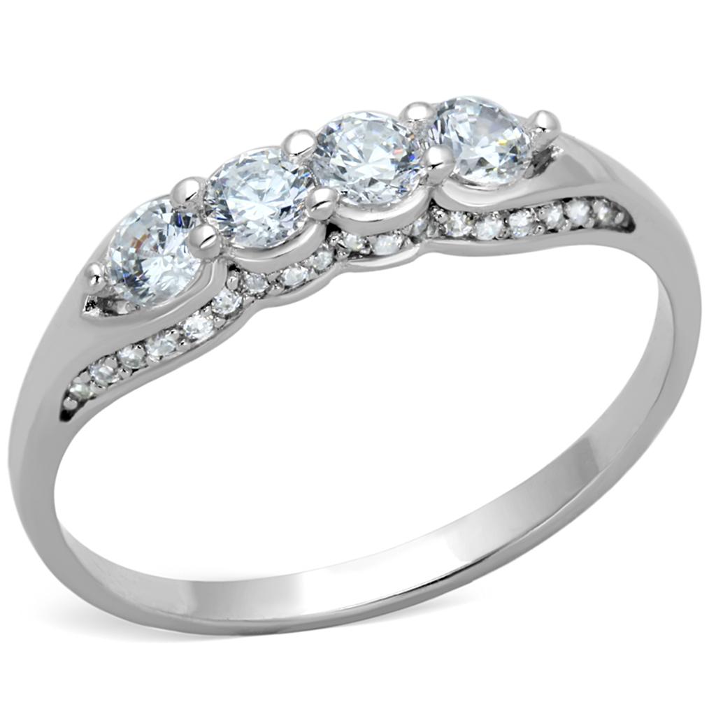 TS198 - Rhodium 925 Sterling Silver Ring with AAA Grade CZ in Clear-4