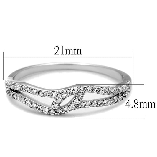 TS202 - Rhodium 925 Sterling Silver Ring with AAA Grade CZ in Clear-1