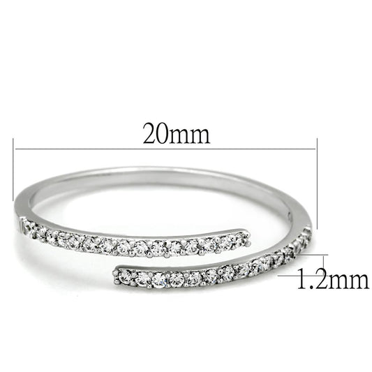 TS204 - Rhodium 925 Sterling Silver Ring with AAA Grade CZ in Clear-1