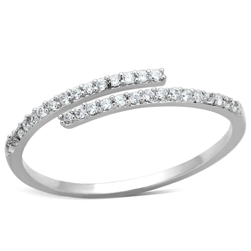 TS204 - Rhodium 925 Sterling Silver Ring with AAA Grade CZ in Clear-4