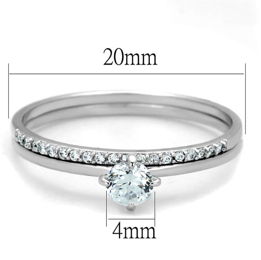 TS206 - Rhodium 925 Sterling Silver Ring with AAA Grade CZ in Clear-1