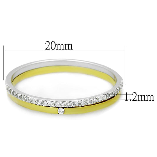 TS207 - Gold+Rhodium 925 Sterling Silver Ring with AAA Grade CZ in Clear-1