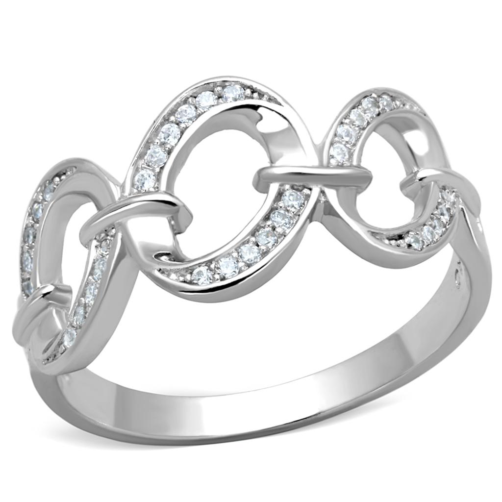 TS212 - Rhodium 925 Sterling Silver Ring with AAA Grade CZ in Clear-4