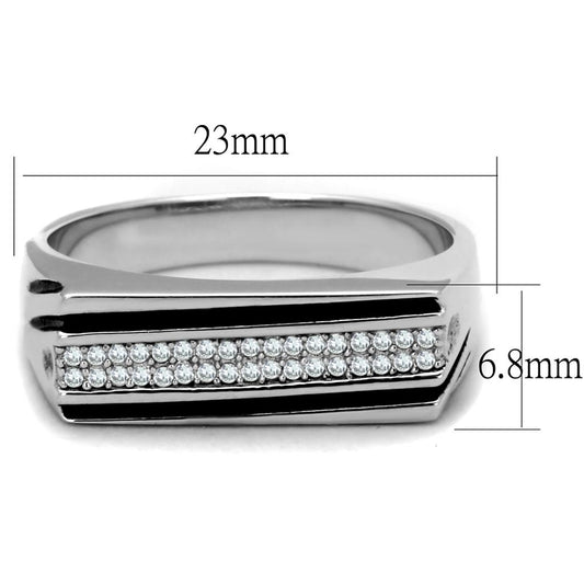 TS217 - Rhodium 925 Sterling Silver Ring with AAA Grade CZ in Clear-1