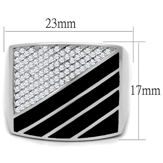 TS227 - Rhodium 925 Sterling Silver Ring with AAA Grade CZ in Clear-1