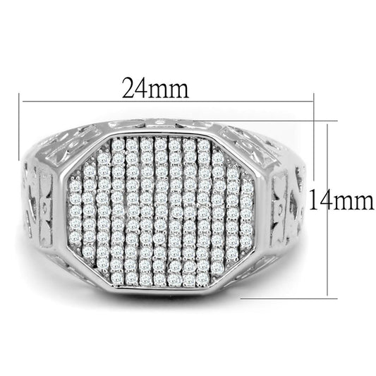 TS229 - Rhodium 925 Sterling Silver Ring with AAA Grade CZ in Clear-1