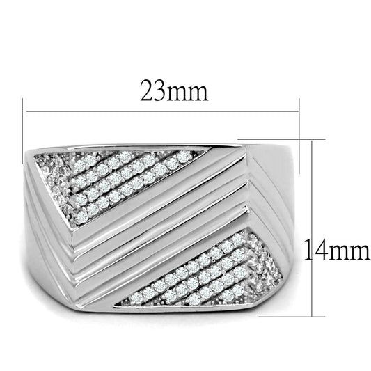 TS230 - Rhodium 925 Sterling Silver Ring with AAA Grade CZ in Clear-1