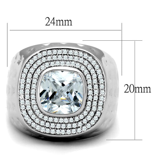 TS231 - Rhodium 925 Sterling Silver Ring with AAA Grade CZ in Clear-1