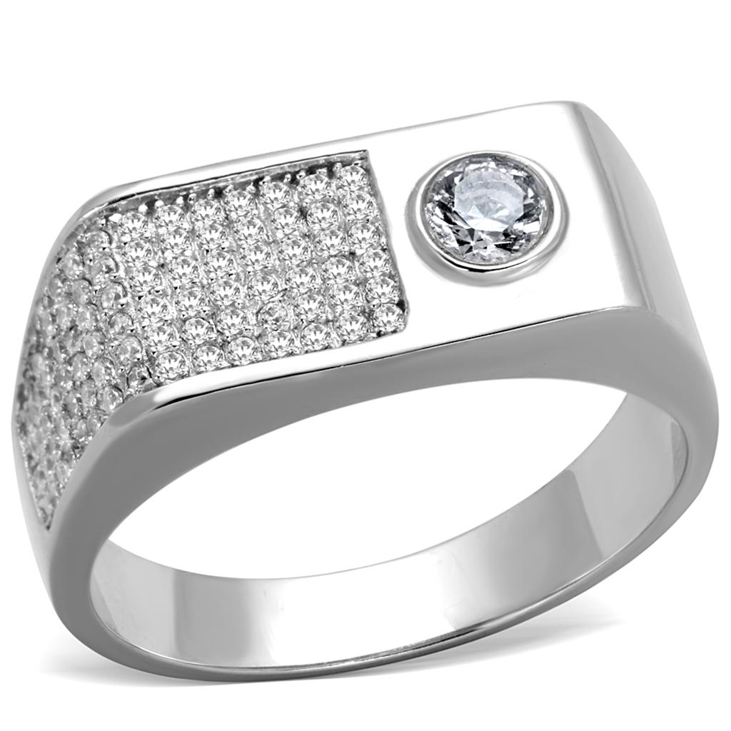 TS239 - Rhodium 925 Sterling Silver Ring with AAA Grade CZ in Clear-4