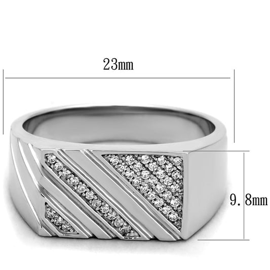 TS240 - Rhodium 925 Sterling Silver Ring with AAA Grade CZ in Clear-1