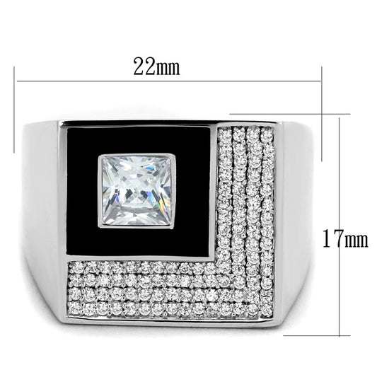 TS242 - Rhodium 925 Sterling Silver Ring with AAA Grade CZ in Clear-1
