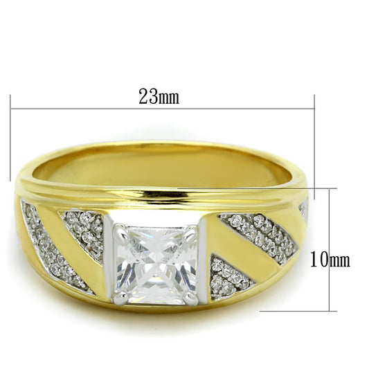 TS247 - Gold+Rhodium 925 Sterling Silver Ring with AAA Grade CZ in Clear-1