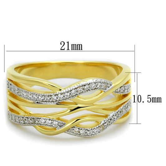 TS253 - Gold+Rhodium 925 Sterling Silver Ring with AAA Grade CZ in Clear-1
