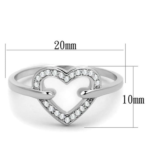 TS256 - Rhodium 925 Sterling Silver Ring with AAA Grade CZ in Clear-1