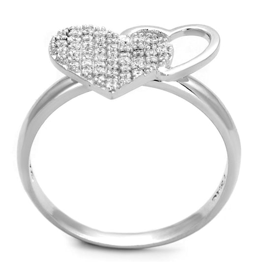 TS260 - Rhodium 925 Sterling Silver Ring with AAA Grade CZ in Clear-1