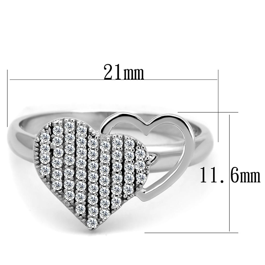 TS260 - Rhodium 925 Sterling Silver Ring with AAA Grade CZ in Clear-4