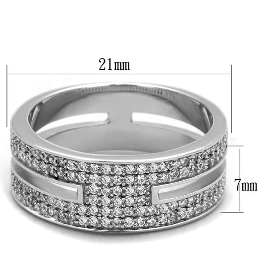 TS273 - Rhodium 925 Sterling Silver Ring with AAA Grade CZ in Clear-1