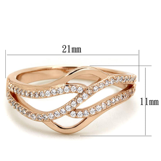 TS276 - Rose Gold 925 Sterling Silver Ring with AAA Grade CZ in Clear-1