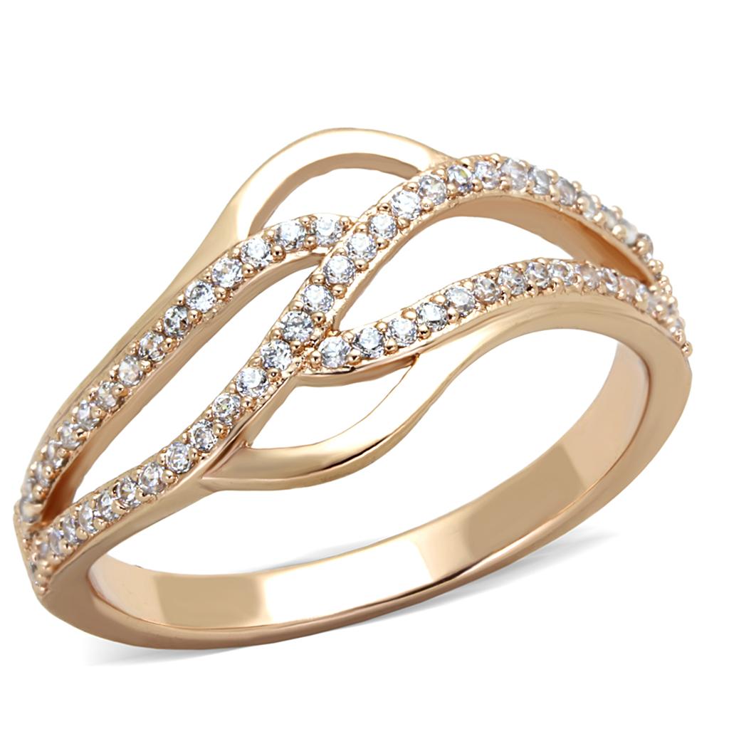 TS276 - Rose Gold 925 Sterling Silver Ring with AAA Grade CZ in Clear-4