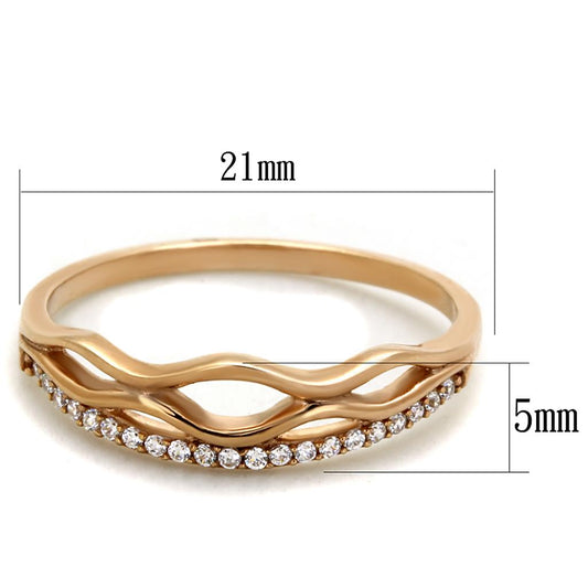 TS278 - Rose Gold 925 Sterling Silver Ring with AAA Grade CZ in Clear-1